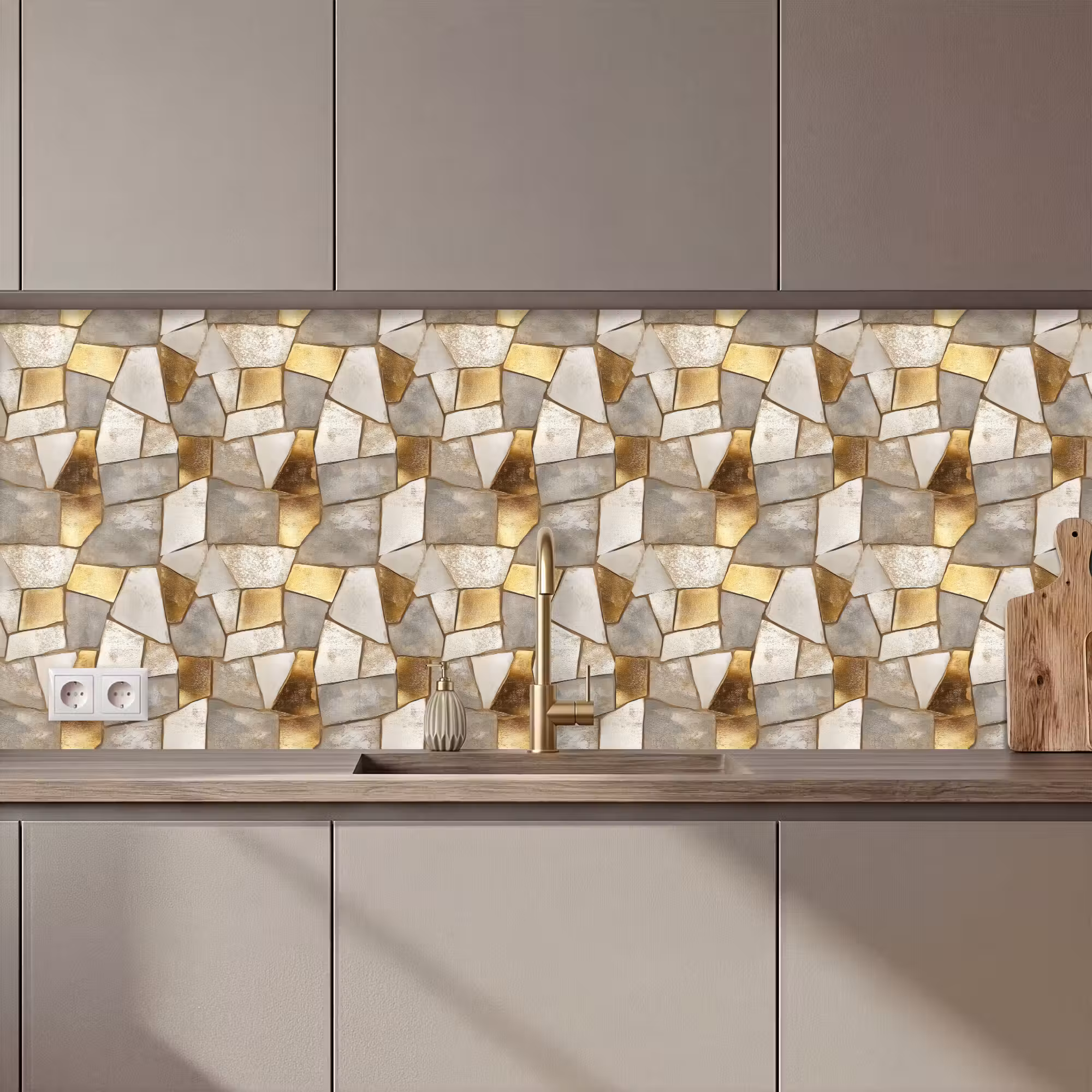 Keuken achterwand - Mozaïek - Marmer - Goud