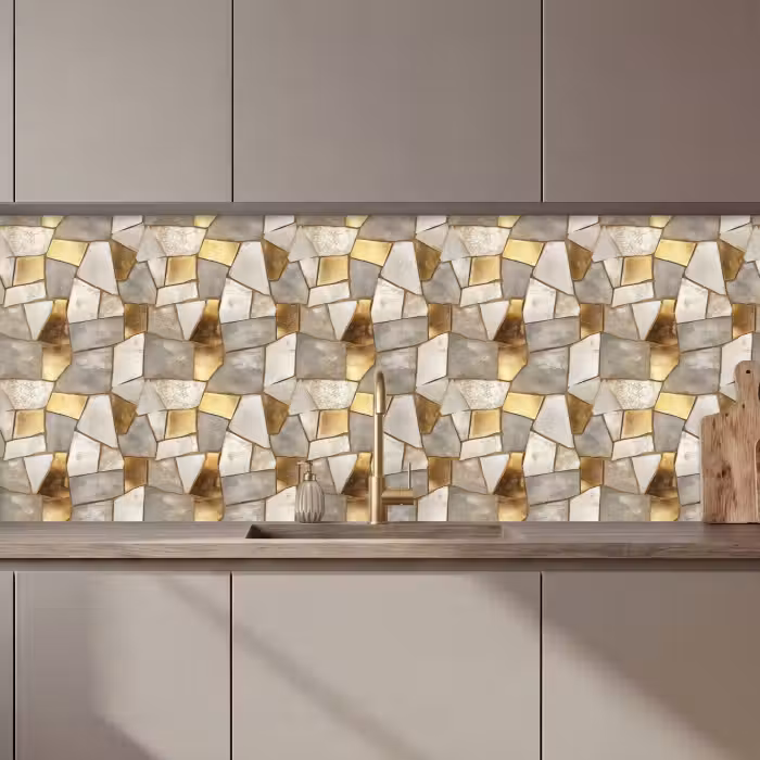 Keuken achterwand - Mozaïek - Marmer - Goud