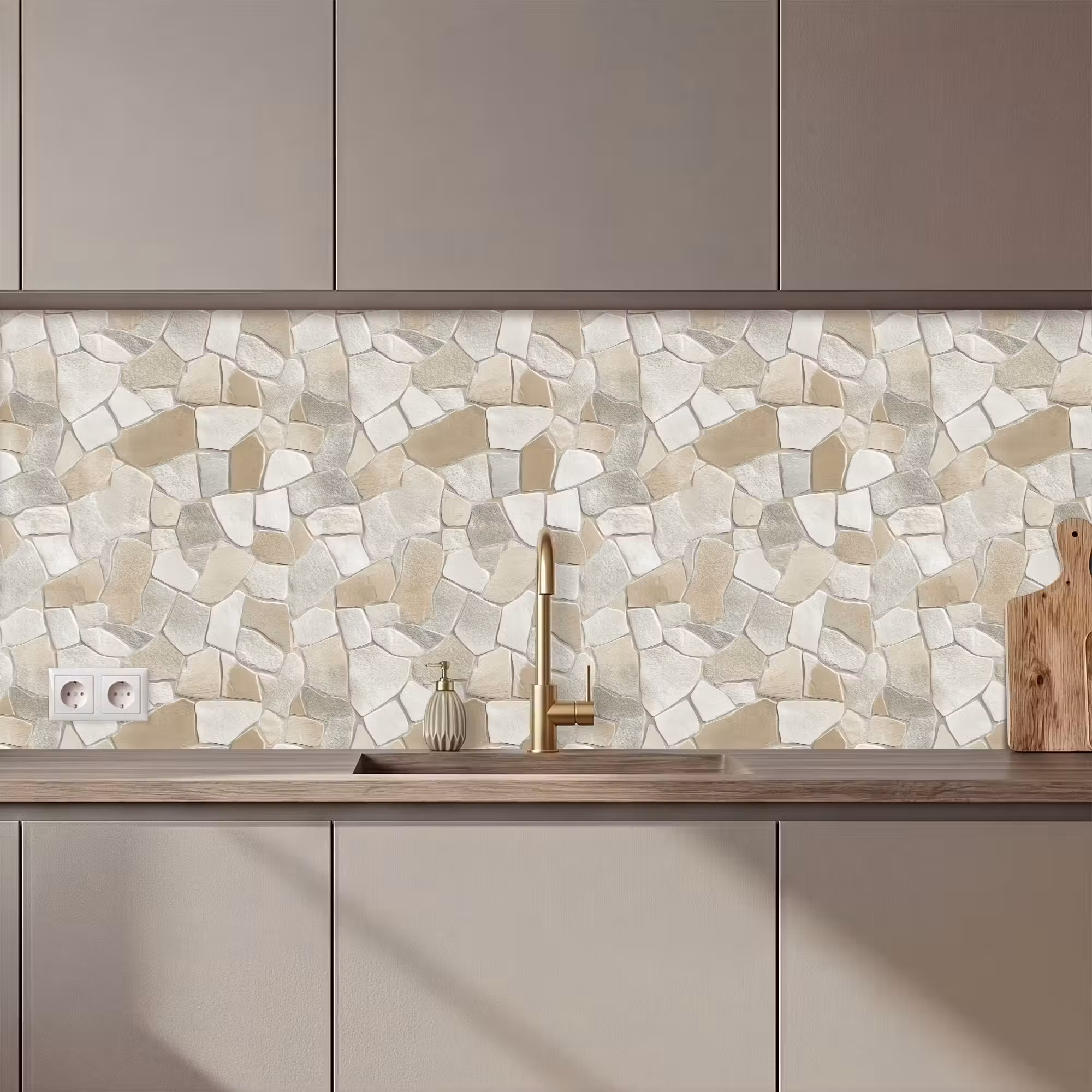 Keuken achterwand - Mozaïek - Stenen - Beige