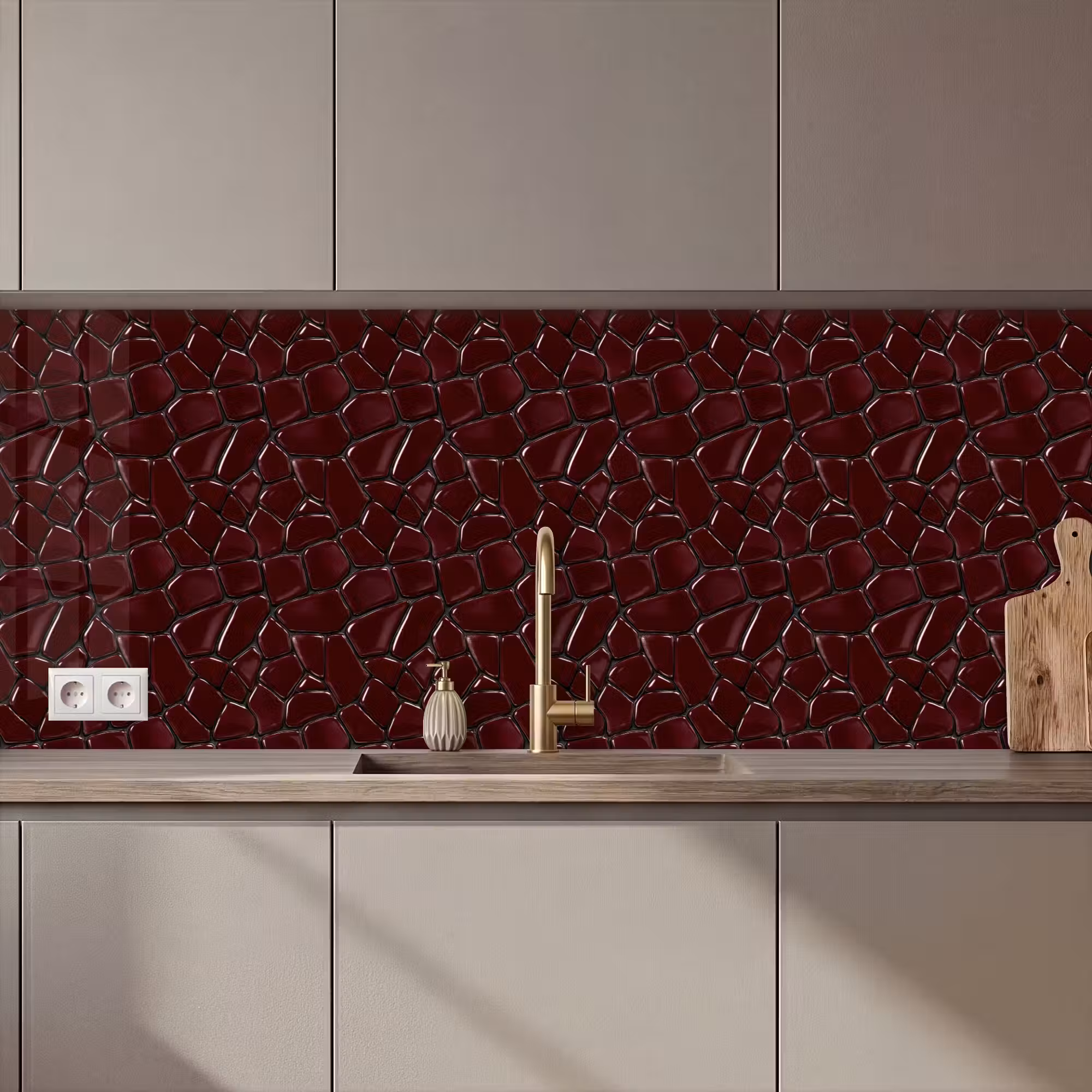 Keuken achterwand - Mozaïek - Tegel - Bordeauxrood