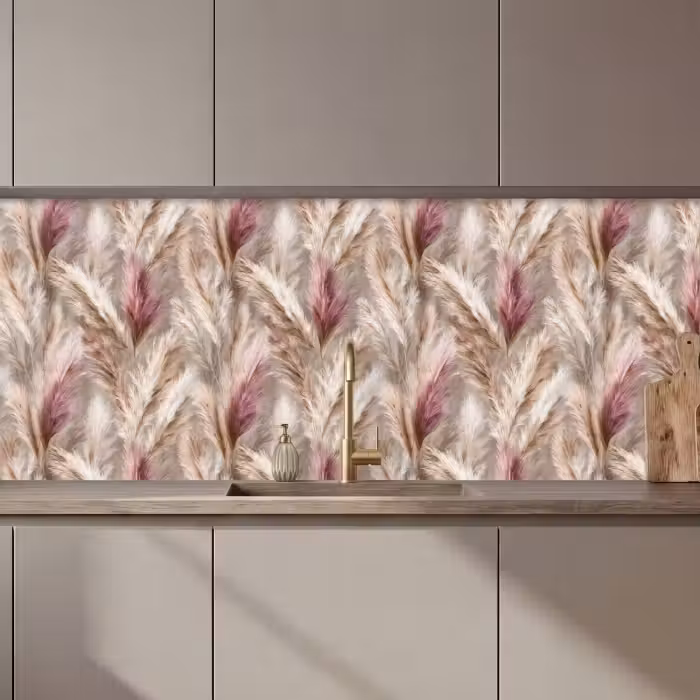 Keuken achterwand - Pampasgras - Pluizig - Kleurrijk