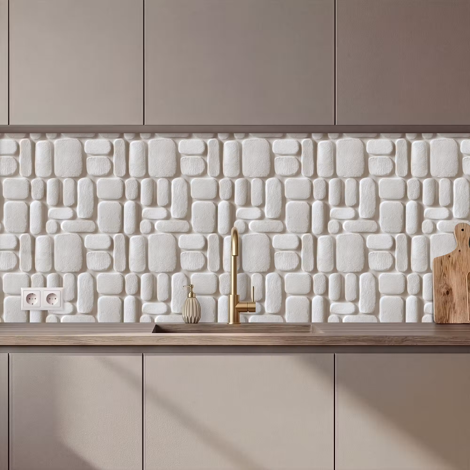 Keuken achterwand - Reliëf - Structuur - Wit
