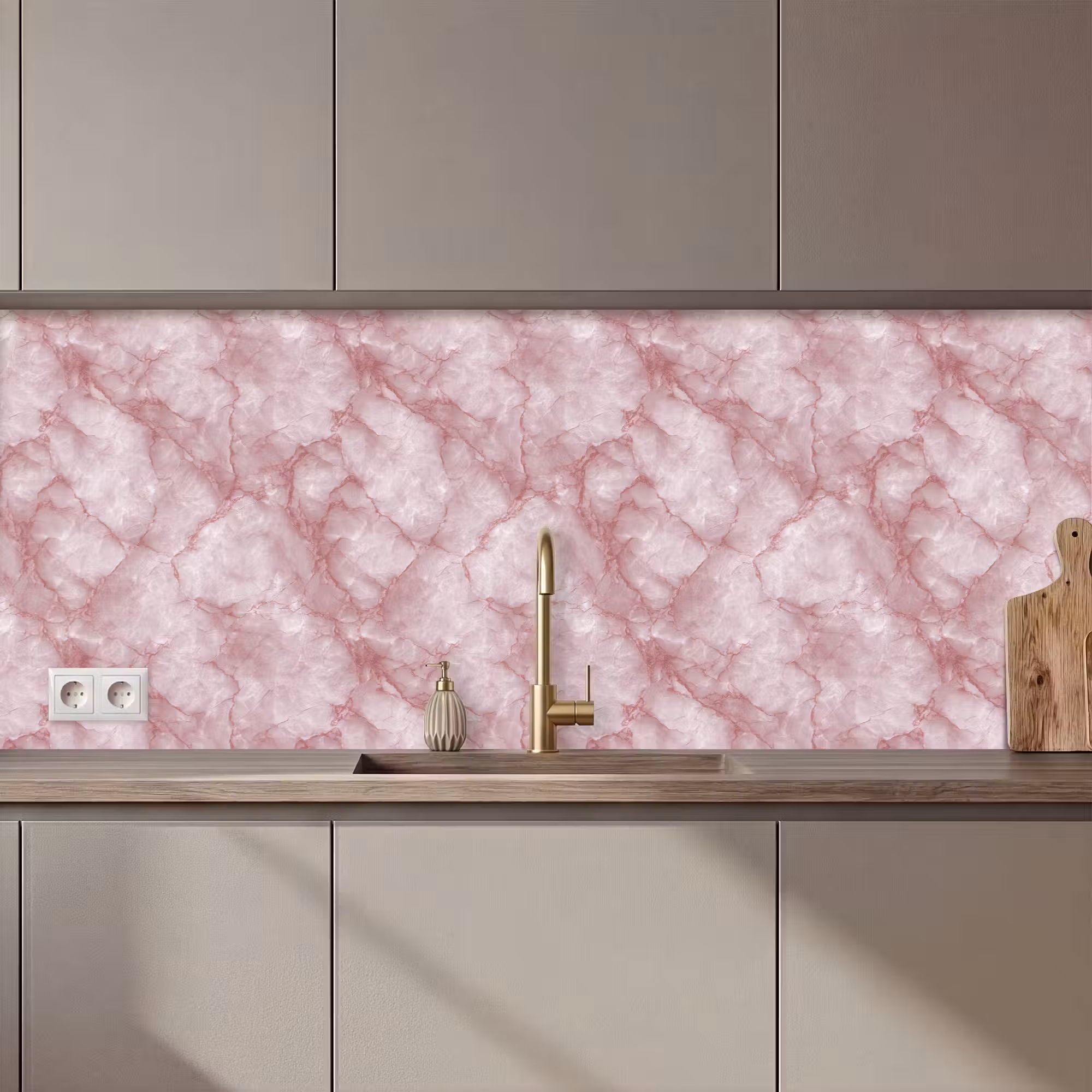 Keuken achterwand - Roze - Kwartsmarmer - Aders