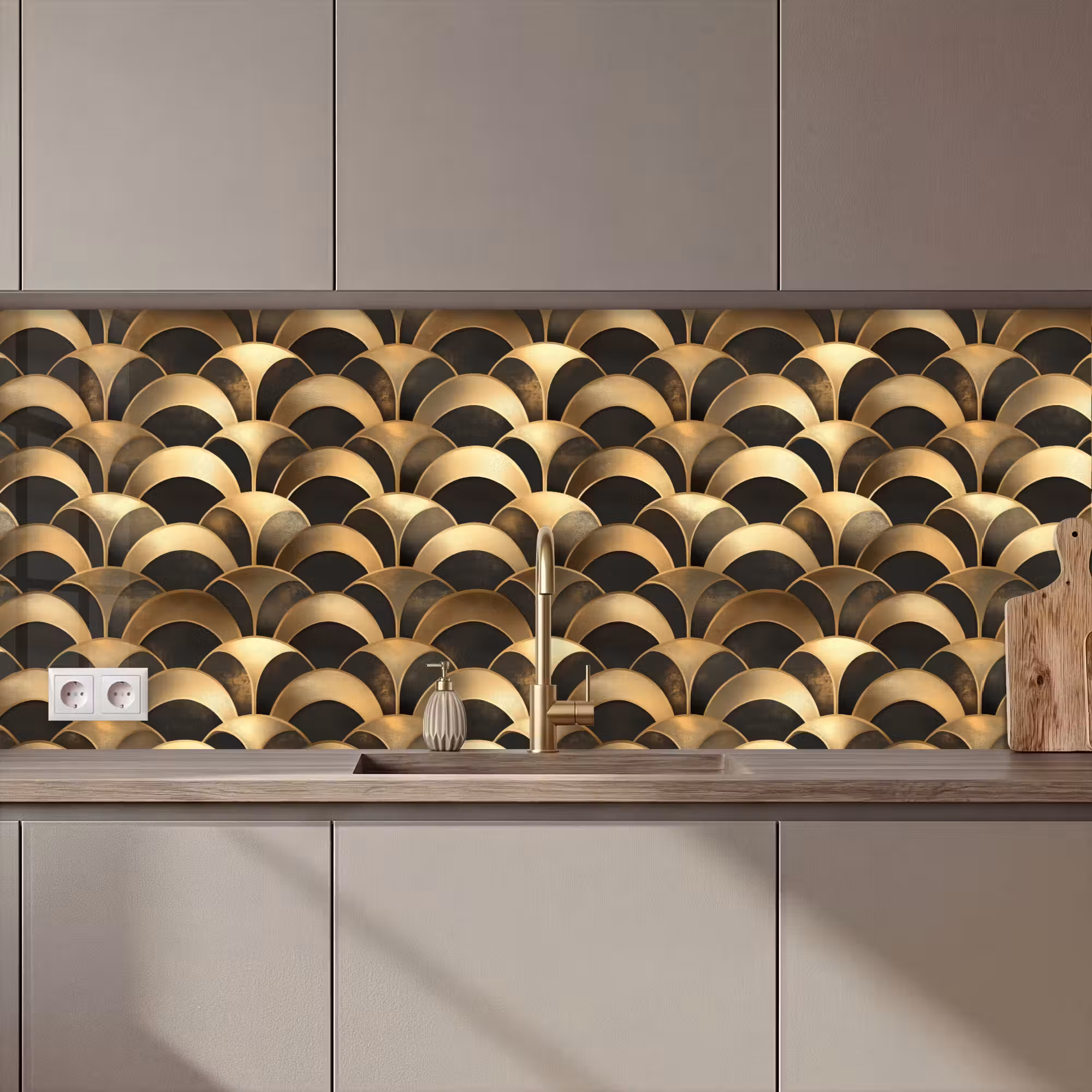 Keuken achterwand - Schubben - Structuur - Goud