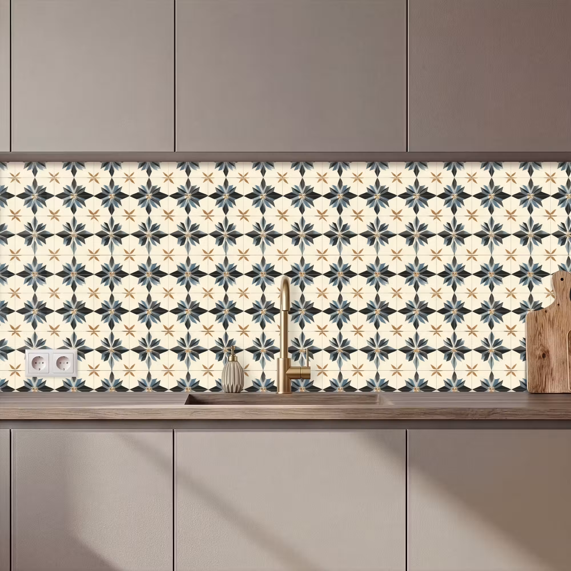Keuken achterwand - Sierlijk - Ornament - Blauw