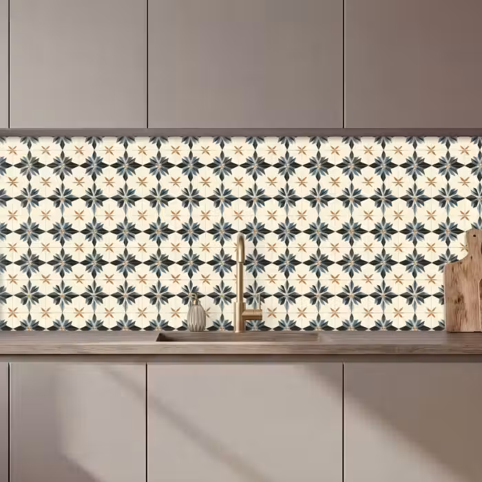 Keuken achterwand - Sierlijk - Ornament - Blauw