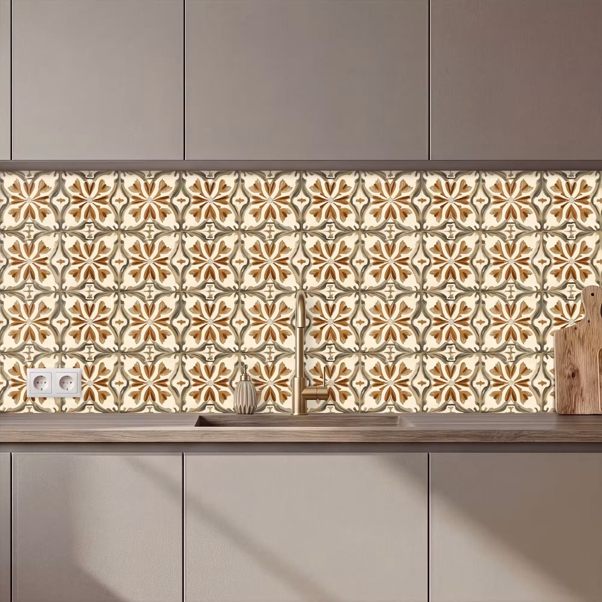 Keuken achterwand - Siertegel - Patroon - Bruin