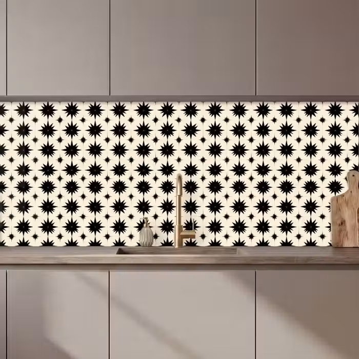 Keuken achterwand - Stervormen - Geometrisch - Zwart