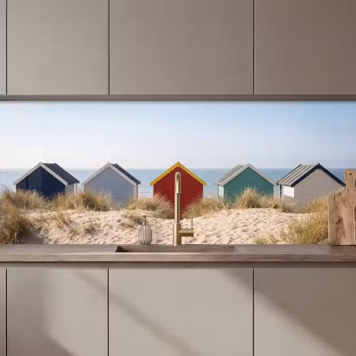Keuken achterwand - Strand - Huisjes - Kleurrijk - Duinen