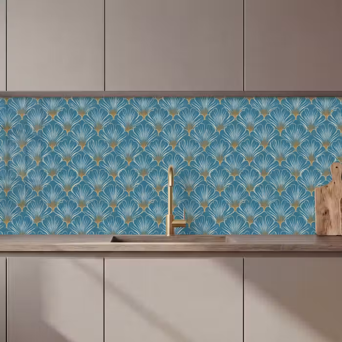 Keuken achterwand - Symmetrisch - Patroon - Blauw