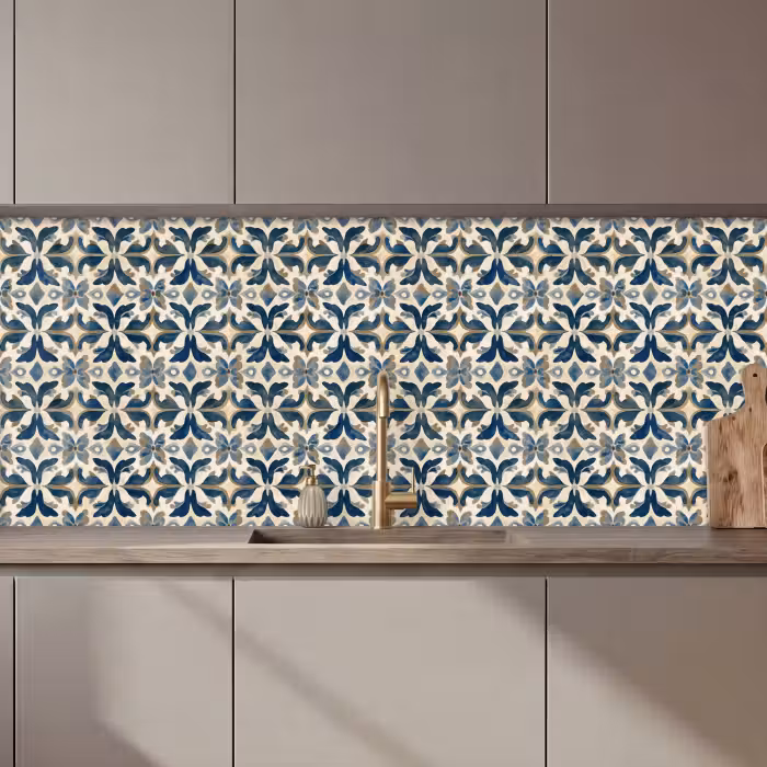 Keuken achterwand - Tegel - Patroon - Blauw - Beige