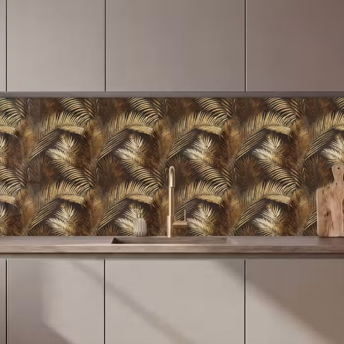 Keuken achterwand - Tropisch - Bladeren - Goud