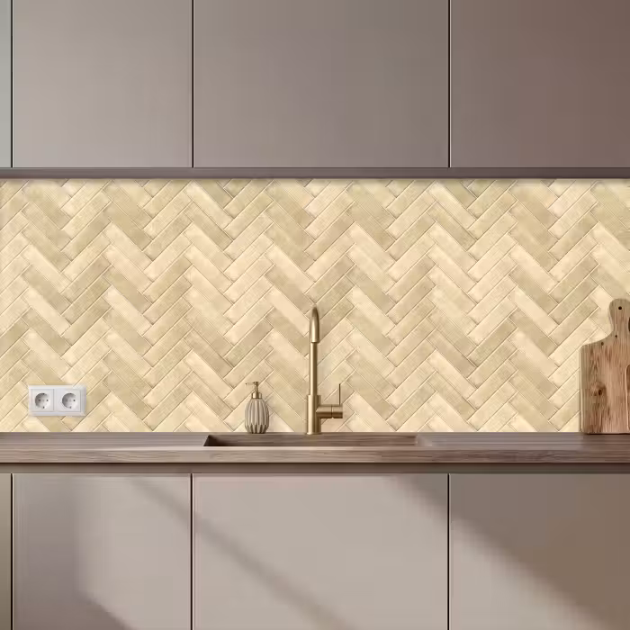 Keuken achterwand - Visgraat - Tegel - Zand