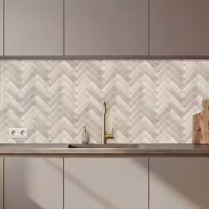 Keuken achterwand - Visgraat - Wandtegel - Beige