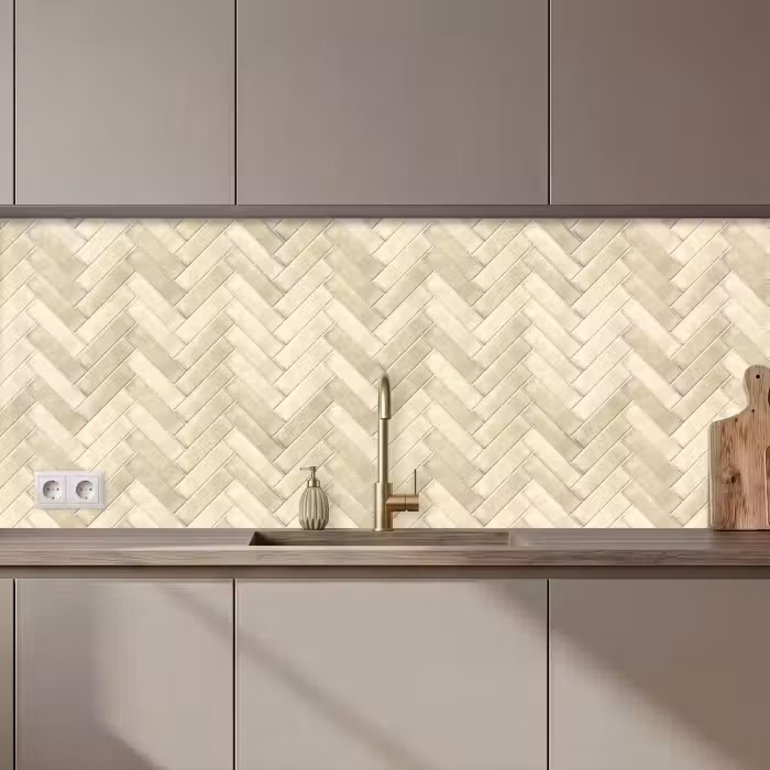 Keuken achterwand - Visgraat - Wandtegel - Licht Beige