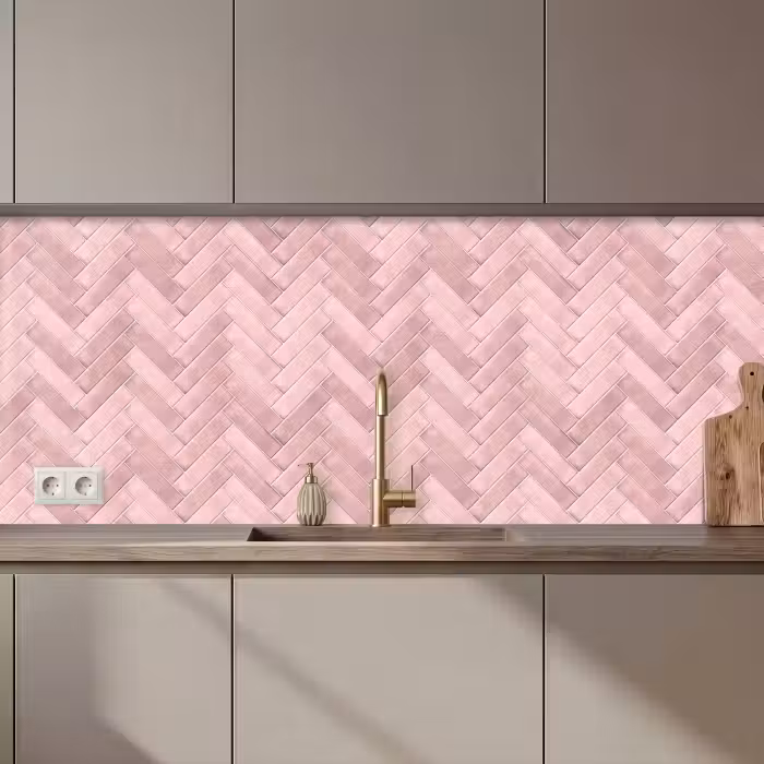 Keuken achterwand - Visgraat - Wandtegel - Lichtroze