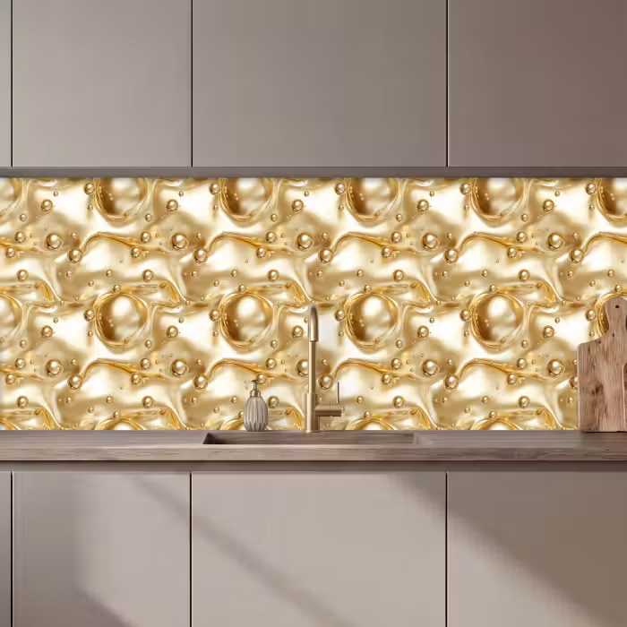 Keuken achterwand - Vloeibaar - Druppels - Goud