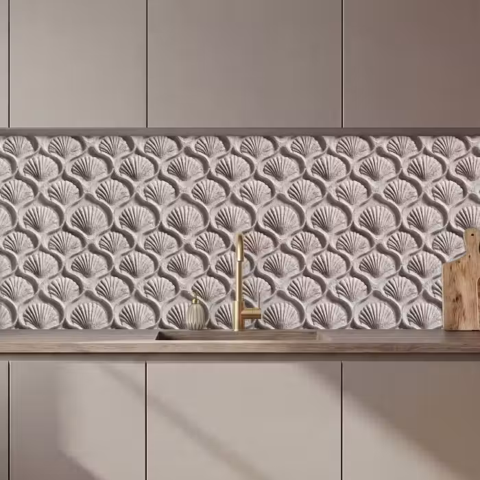 Keuken achterwand - Zand - Schelpenvorm - Grijs