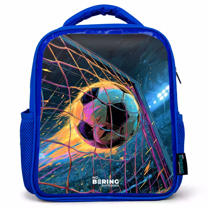 Rugzak kind - blauw - Neon - Net - Voetbal - Kleurrijk