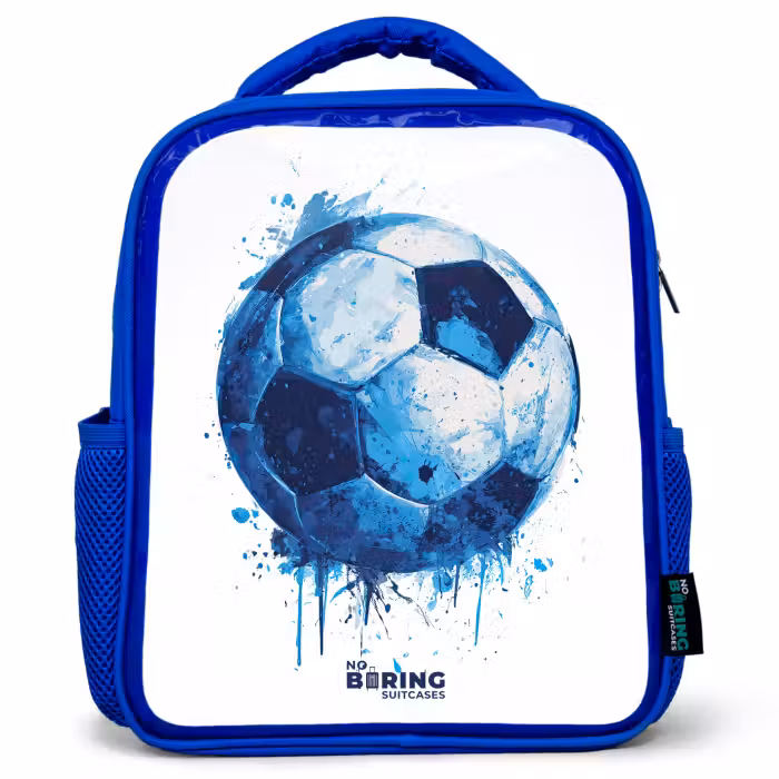 Rugzak kind - blauw - Voetbal - Inktspatten - Blauw - Bal