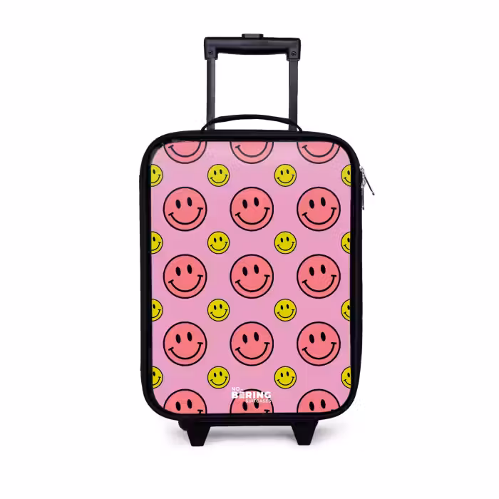 Kinderkoffer - Zwart - All smiles roze