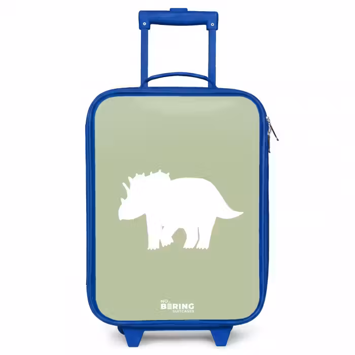 Kinderkoffer - Blauw - Groen met Triceratops dino