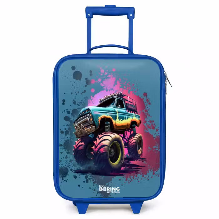 Kinderkoffer - Blauw - Monster Wheels