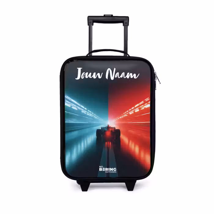 Kinderkoffer met naam - Raceauto - Verlichting - Neon - Rood