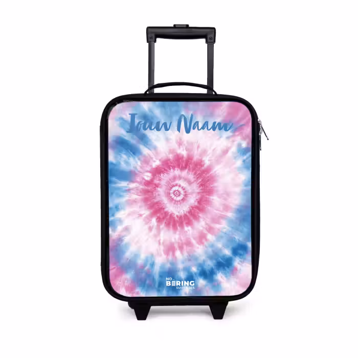 Kinderkoffer met naam - Tie dye - Abstract - Blauw - Roze