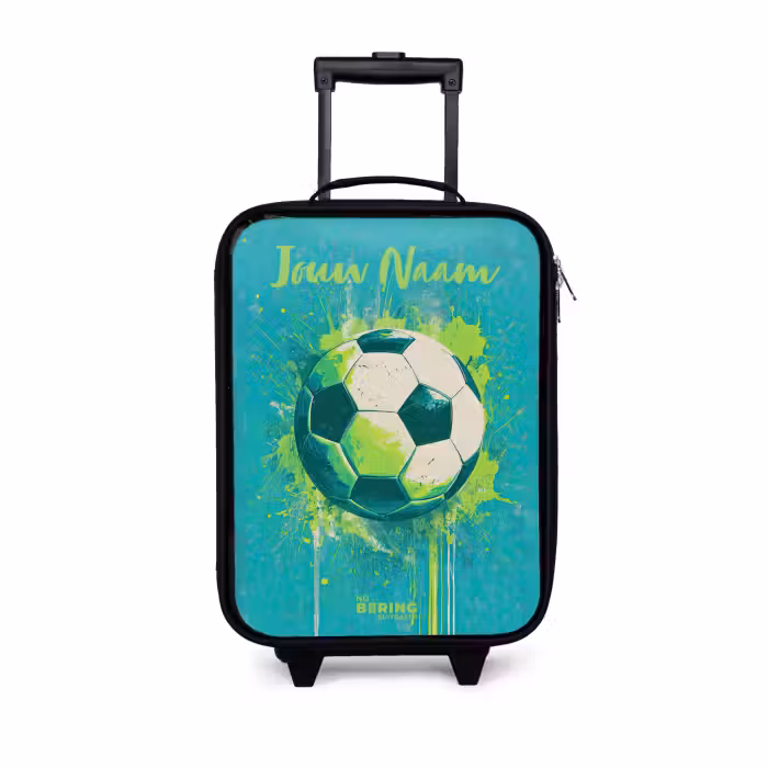 Kinderkoffer met naam - Voetbalvibes - Verfspatten - Groen - Blauw