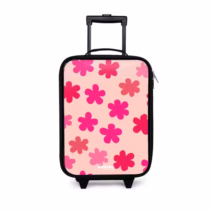 Kinderkoffer - Zwart - Roze bloemen