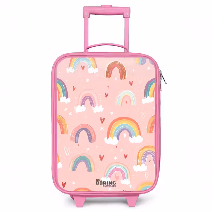Kinderkoffer - Roze - Regenbogen op een roze achtergrond