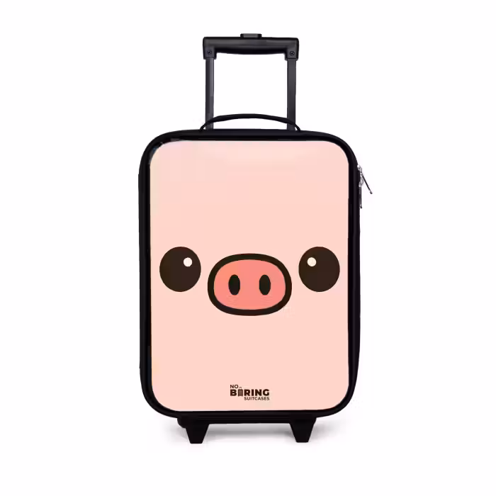 Kinderkoffer - Zwart - Kawai - Varken - Roze