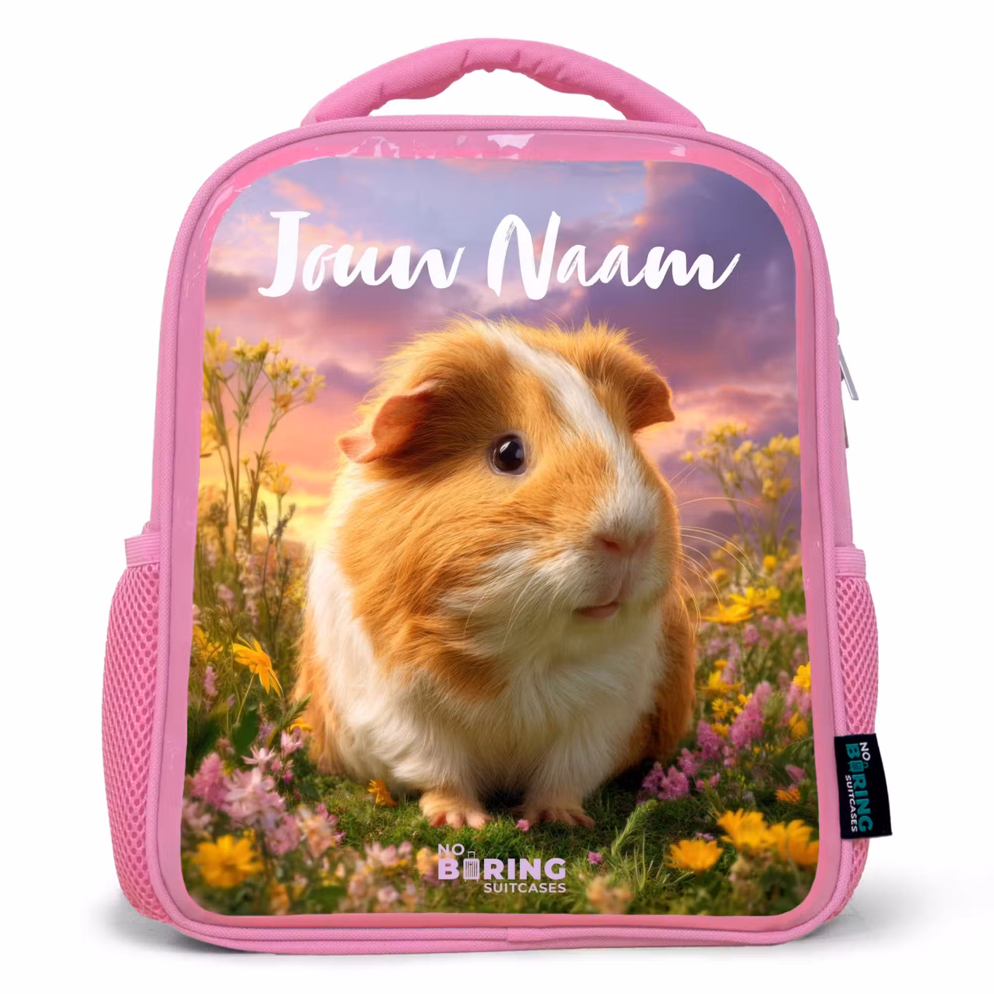 Kinderrugzak met naam - Roze - Cavia - Natuur - Dier