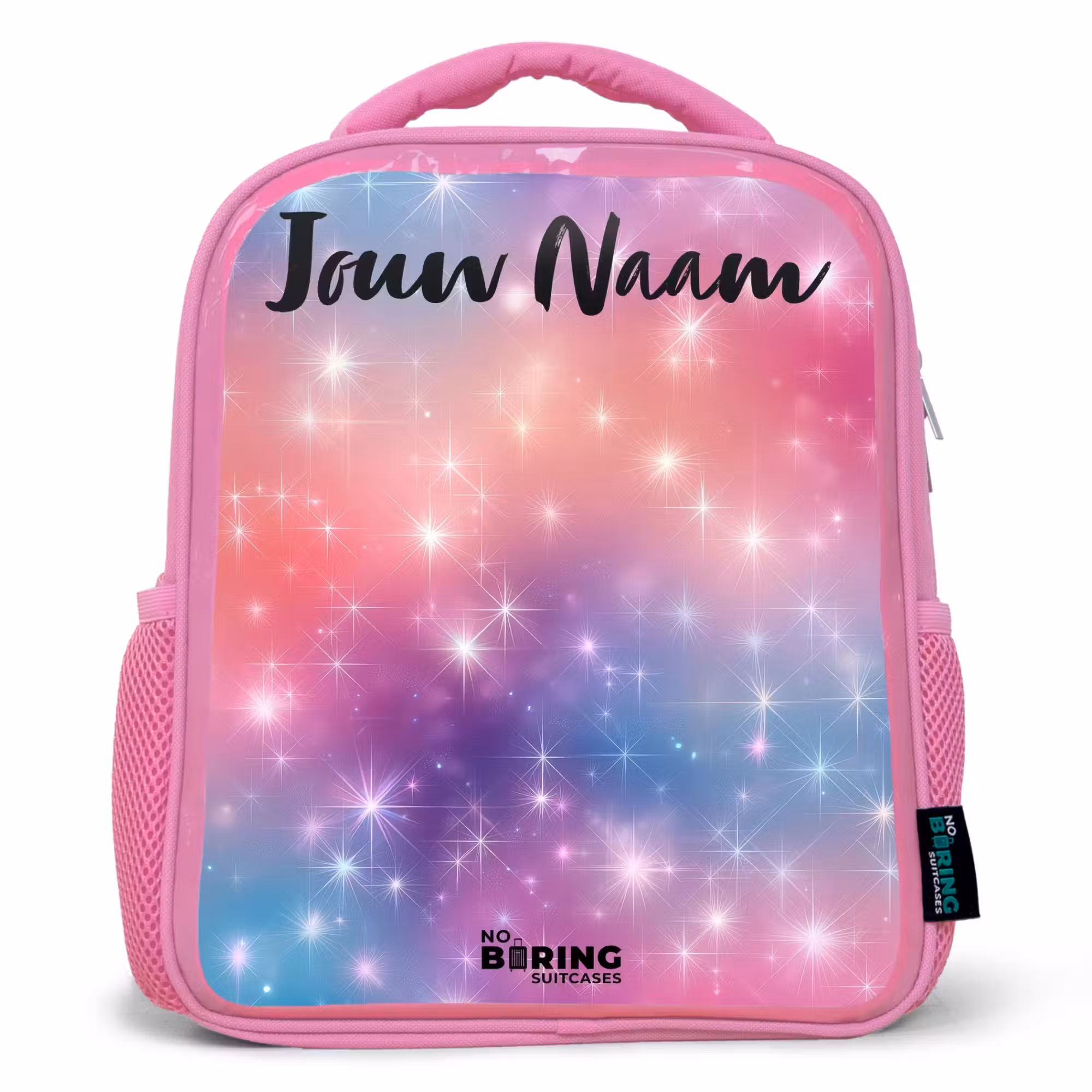 Kinderrugzak met naam - Roze - Sterren - Abstract - Kleuren