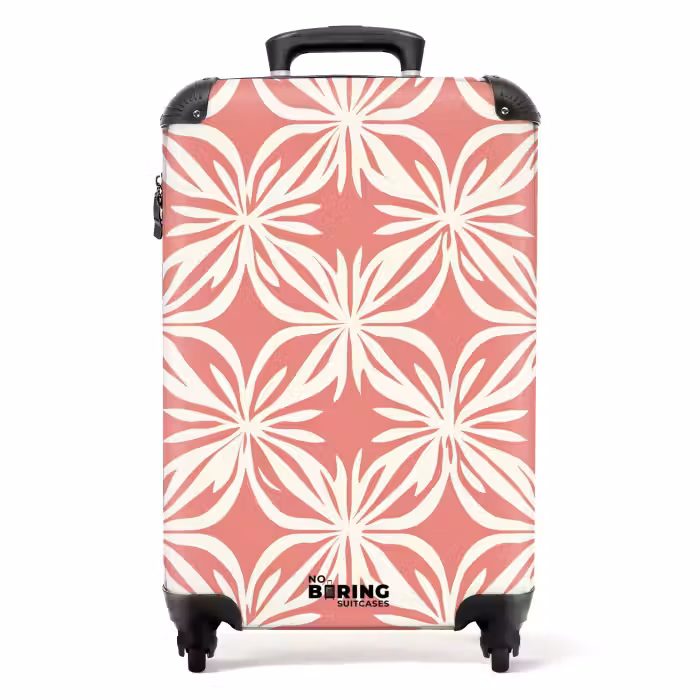 Koffer - Roze - Bloemenmotief - Wit - Modern