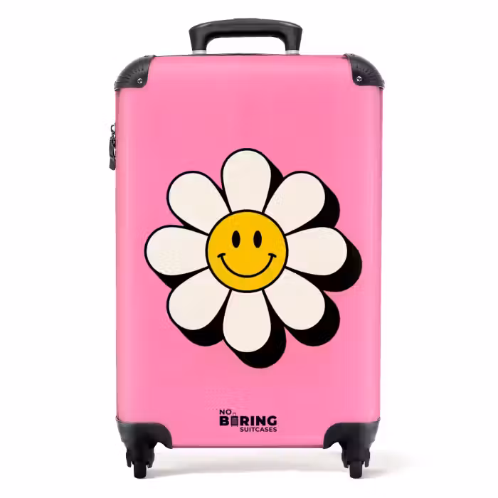 Koffer - Smiley - Bloem - Roze