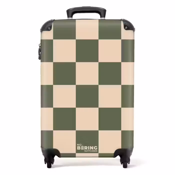 Koffer - Squares - Groen/Beige
