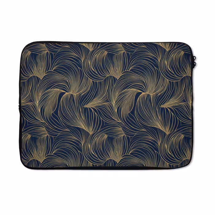 Laptophoes - Abstract - Lijnen - Blauw - Goud