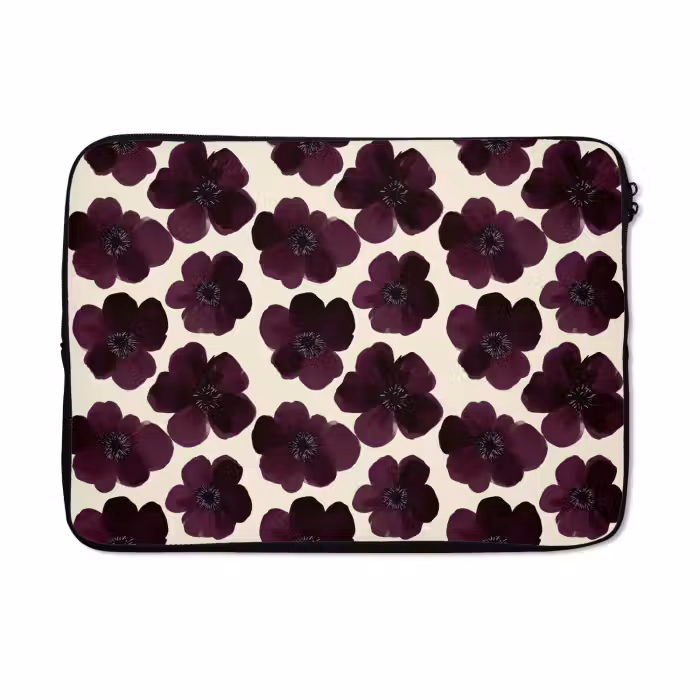Laptophoes - Bloemen - Aquarel - Paars