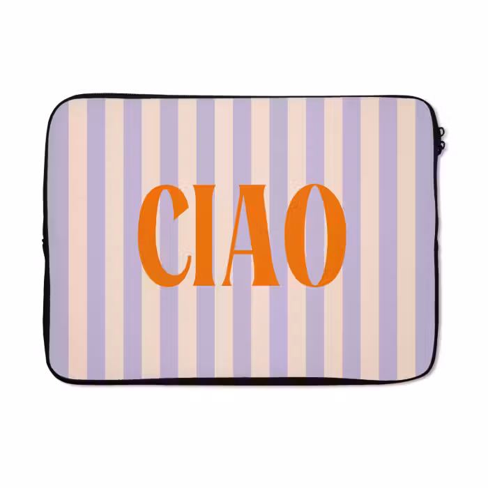 Laptophoes - Ciao - Quote - Pastel - Strepen