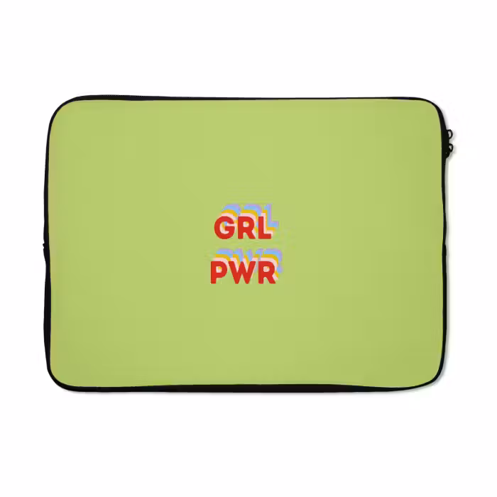 Laptophoes - Grl pwr - Groen - Rood - 3D