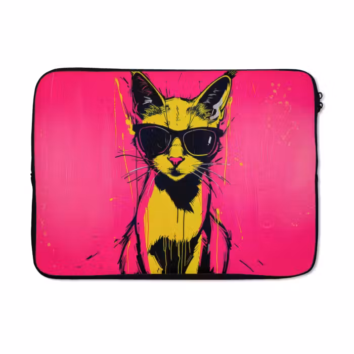 Laptophoes - Kat - Art - Zonnebril - Roze