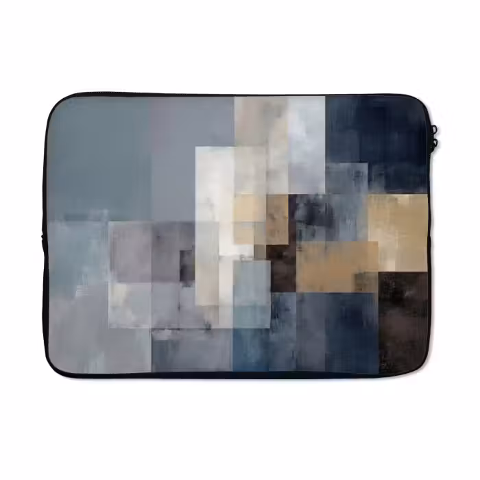 Laptophoes - Rechthoeken - Abstract - Blauw