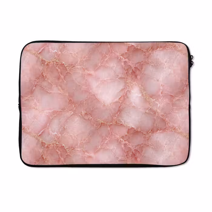 Laptophoes - Roze - Kwarts - Goud - Marmer