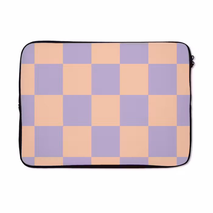 Laptophoes - Schaakbord patroon - Paars - Roze - Blokjes