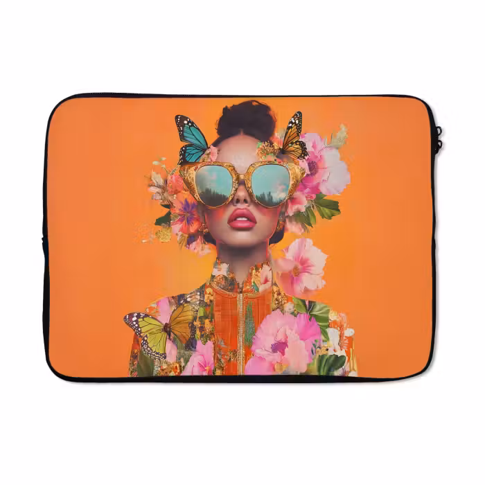 Laptophoes - Vlinders - Vrouw - Zonnebril - Kleurrijk