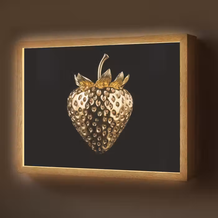 Lightbox - Wandlamp - Aardbei - Goud - Zwart - Chrome