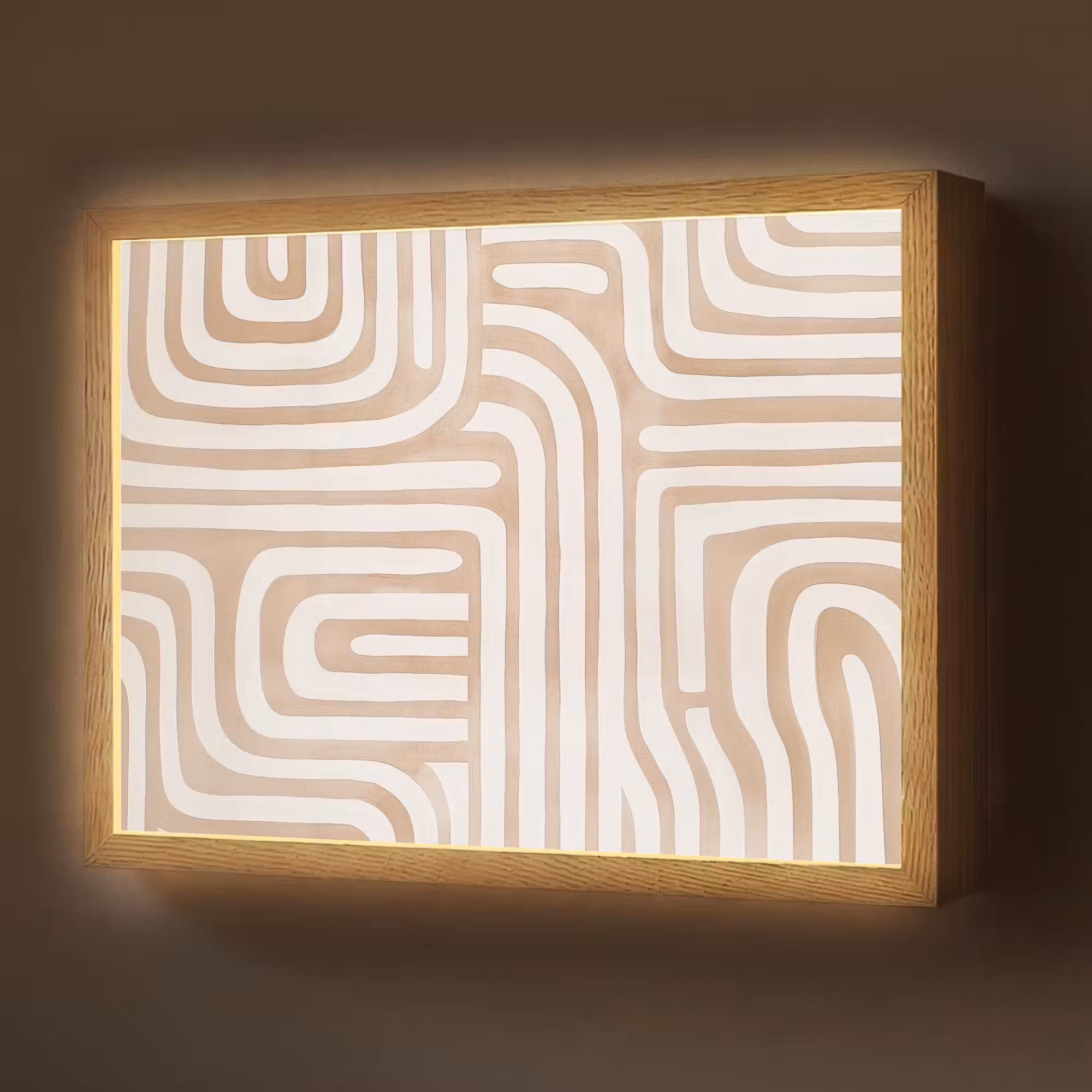 Lightbox - Wandlamp - Aardetinten - Labyrintpatroon