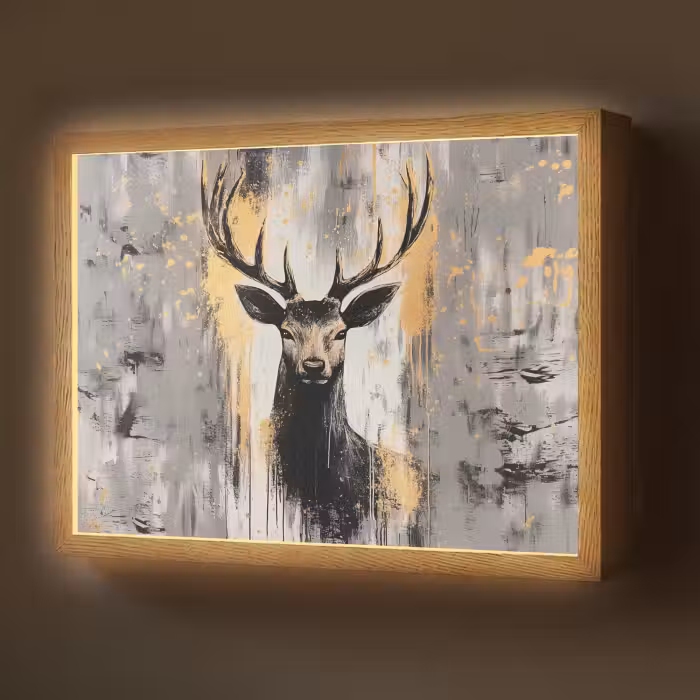 Lightbox - Wandlamp - Abstract - Hert - Gewei - Goud